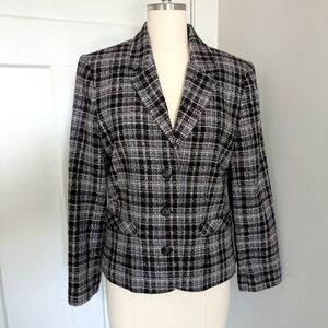 Vintage Worthington Tailored Blazer Blk/Grey/White/Pink Feminine Goth Boss 8P